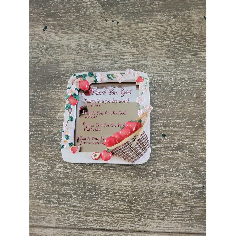 Vintage Oval Mirror Design Thank You God With Apples And Flowers